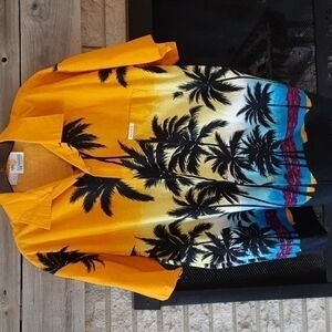 Windswept men's extra large Hawaiian short sleeve palm trees 100% cotton shirt